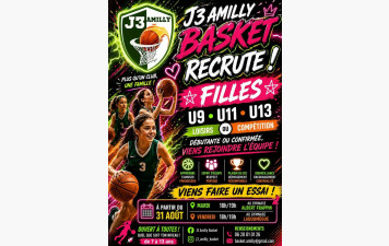 Recrutement Basket Féminin : Rejoins la famille J3 Amilly !