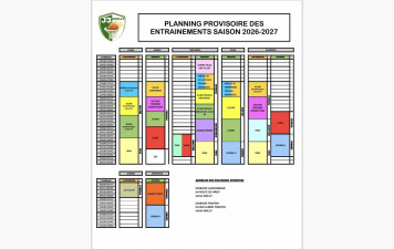 Planning Provisoire des Entraînements – Saison 2026-2027