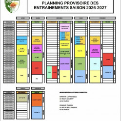 Planning Provisoire des Entraînements – Saison 2026-2027